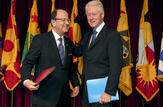USC President C. L. Max Nikias with Former President Bill Clinton