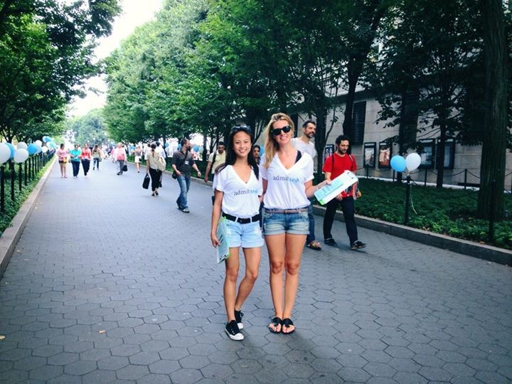 Founders flyering Columbia's walkway--mistaken for interns multiple times.